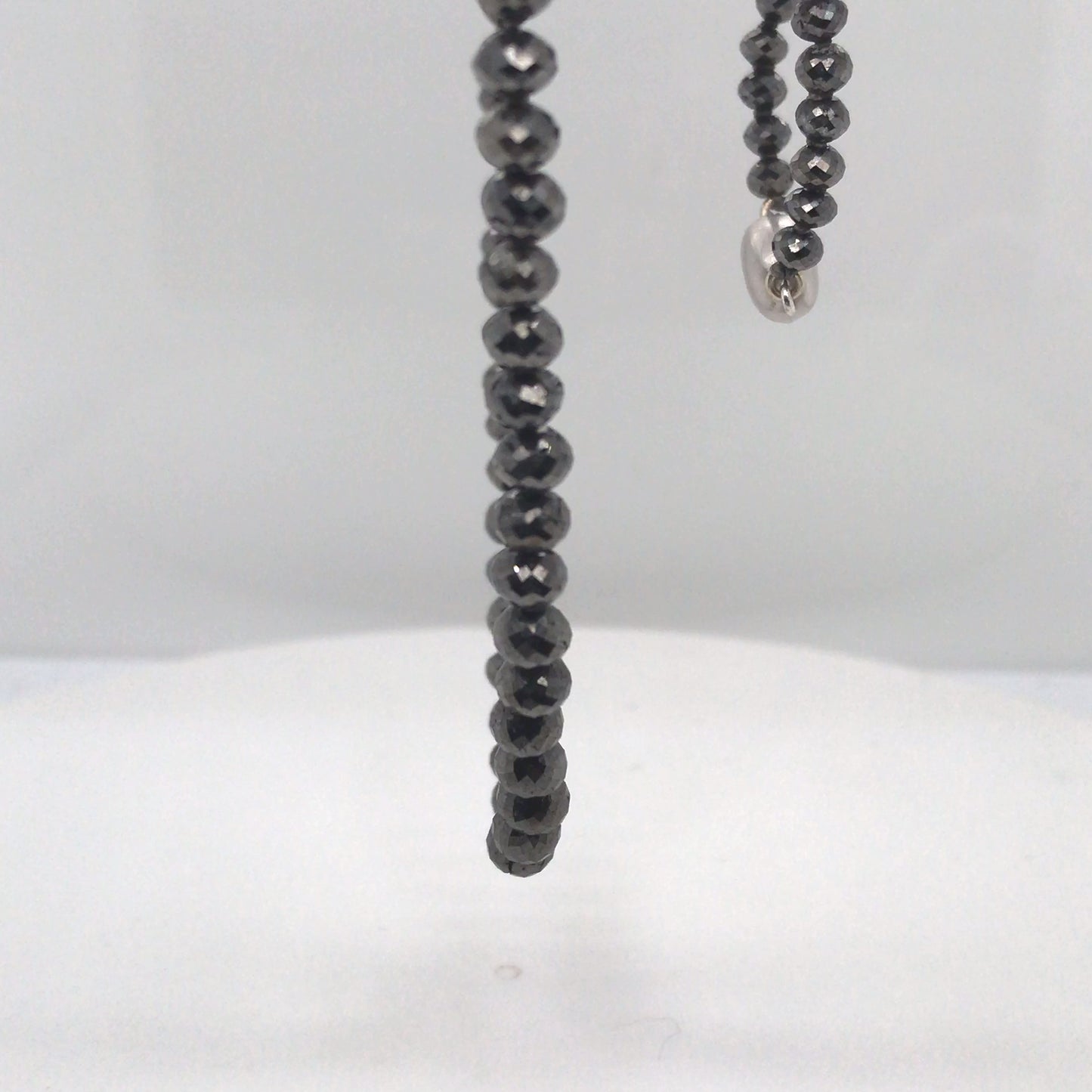 14KW 17" 52.67CTW BLACK DIAMOND BEAD NECKLACE