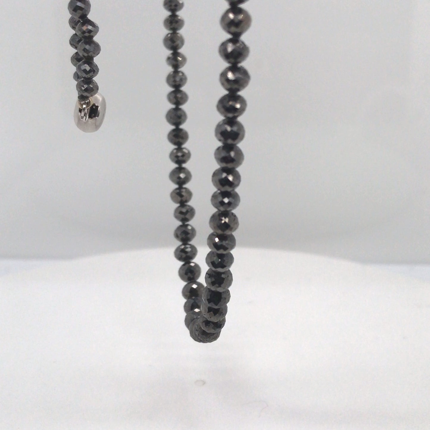 14KW 17" 52.67CTW BLACK DIAMOND BEAD NECKLACE