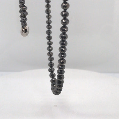 14KW 17" 52.67CTW BLACK DIAMOND BEAD NECKLACE