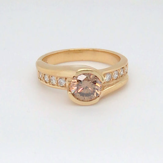 14KY 1.04CTW COGNAC-WHIITE DIAMOND RING VS/F-G 5.9G-Fine Jewelry in Bradenton &amp; Lakewood Ranch, Fl. | Michael &amp; Co. Jewelers