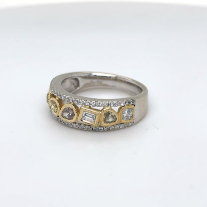 18KTT 1.00CTW FANCY-YELLOW/BROWN/WHITE DIAMOND BAND VS/F-G 5.7G