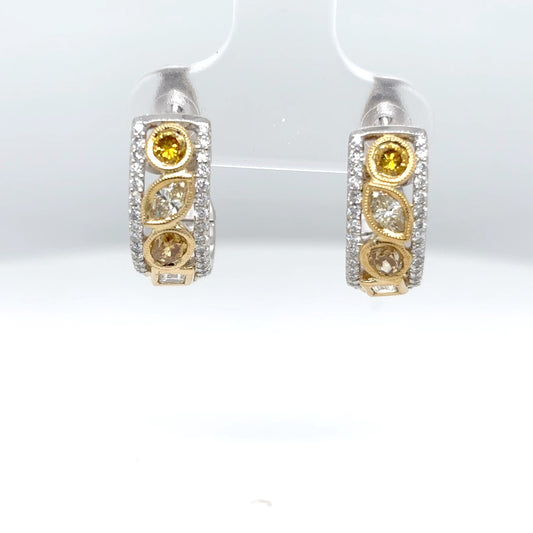 18KTT 1.26CTW FANCY YELLOW/BROWN/WHITE DIAMOND HOOP EARRINGS VS/F-G 6.5G-Fine Jewelry in Bradenton &amp; Lakewood Ranch, Fl. | Michael &amp; Co. Jewelers