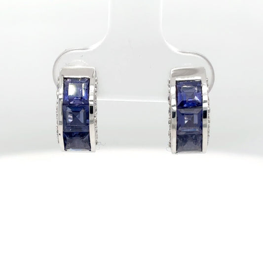 18KW 2.82CTW IOLITE-DIAMOND HOOP EARRINGS "AAA" SI/G-H 6.9G-Fine Jewelry in Bradenton &amp; Lakewood Ranch, Fl. | Michael &amp; Co. Jewelers