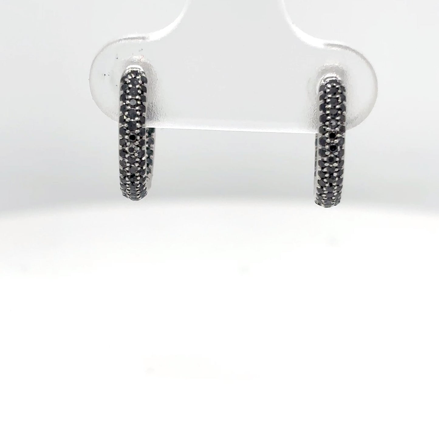 14KW 0.50CTW INSIDE-OUT PAVE DIAMOND 12MM HUGGIE HOOP EARRINGS 2.4G