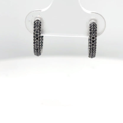 14KW 0.50CTW INSIDE-OUT PAVE DIAMOND 12MM HUGGIE HOOP EARRINGS 2.4G