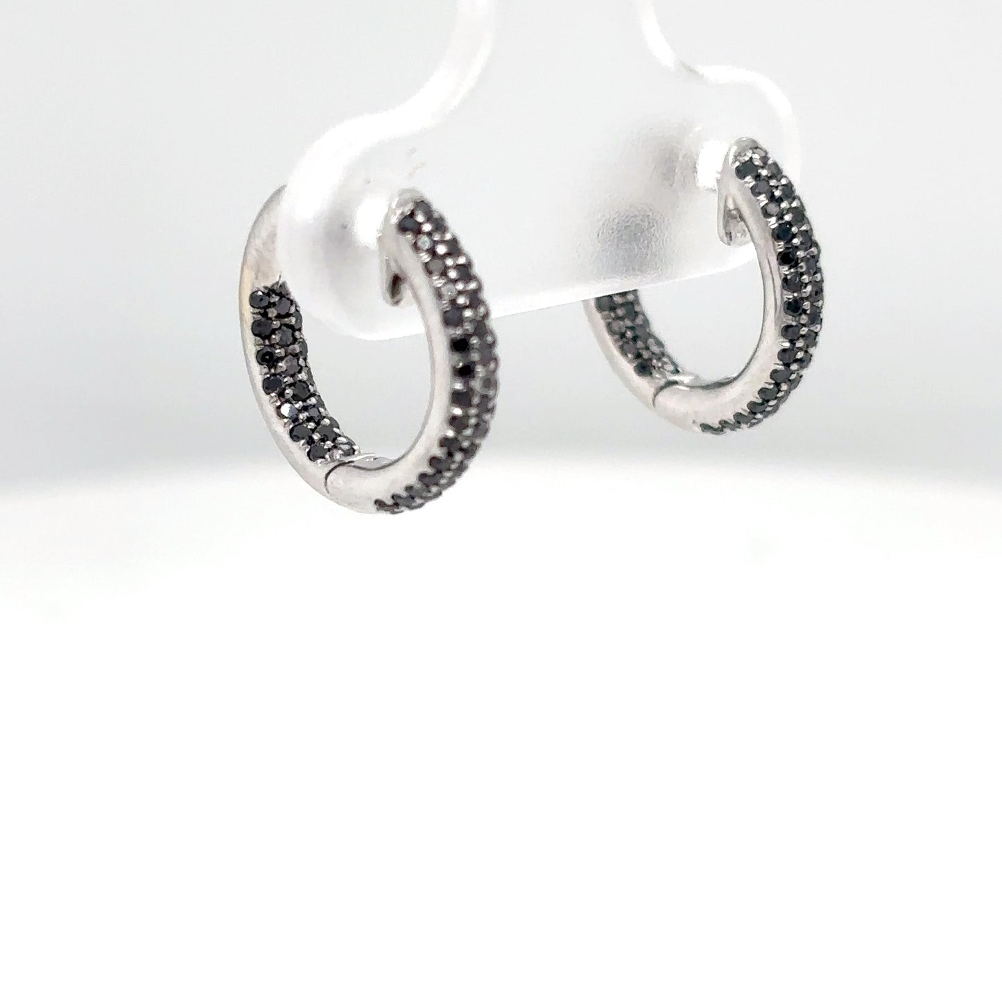 14KW 0.50CTW INSIDE-OUT PAVE DIAMOND 12MM HUGGIE HOOP EARRINGS 2.4G