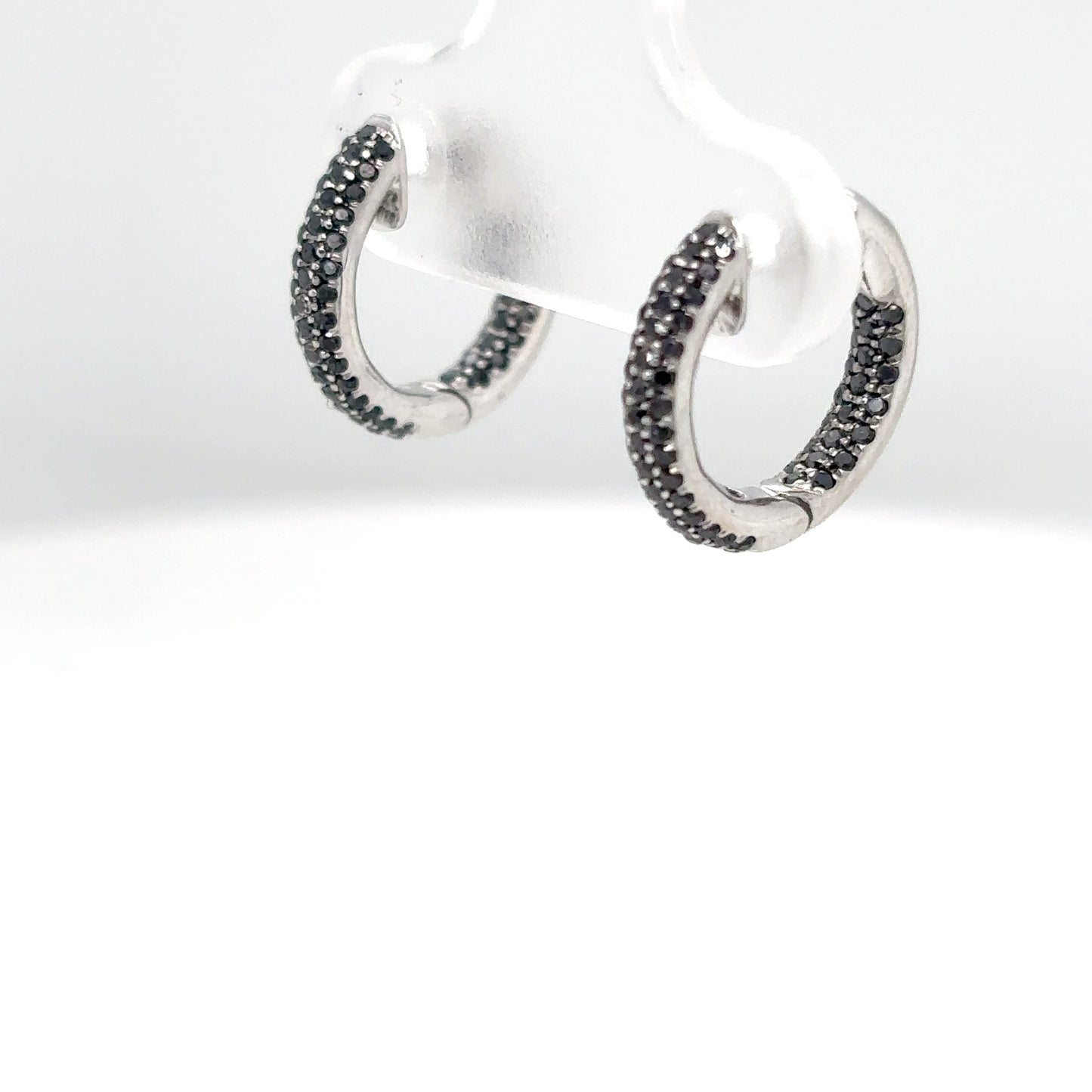 14KW 0.50CTW INSIDE-OUT PAVE DIAMOND 12MM HUGGIE HOOP EARRINGS 2.4G