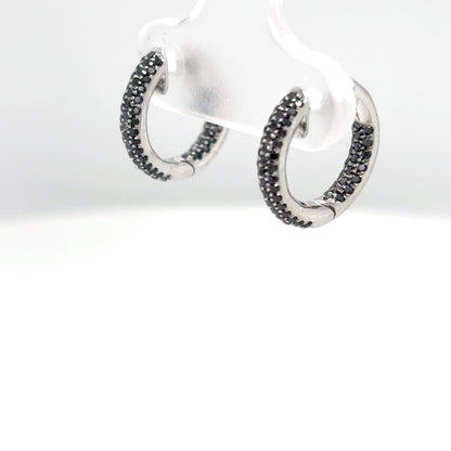 14KW 0.50CTW INSIDE-OUT PAVE DIAMOND 12MM HUGGIE HOOP EARRINGS 2.4G