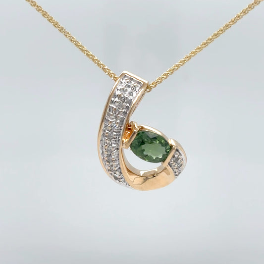 14KY 1.00CTW GREEN TOURMALINE-DIAMOND SLIDE PENDANT "AAA" SI/G-H 3.5G-Fine Jewelry in Bradenton &amp; Lakewood Ranch, Fl. | Michael &amp; Co. Jewelers
