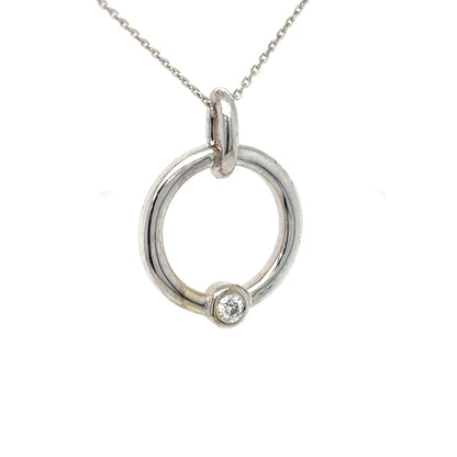 14KW 18" 0.05CT ROUND BRILLIANT DIAMOND CIRCLE PENDANT VS/G-H 3.1G