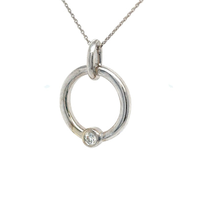 14KW 18" 0.05CT ROUND BRILLIANT DIAMOND CIRCLE PENDANT VS/G-H 3.1G