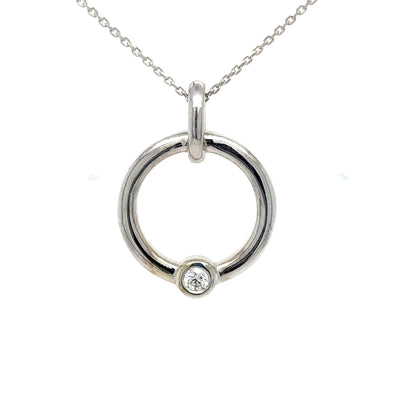 14KW 18" 0.05CT ROUND BRILLIANT DIAMOND CIRCLE PENDANT VS/G-H 3.1G