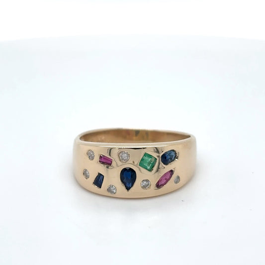 14KY 0.56CTW SAPH/EMER/RUBY/DIA BAND 3.8G-Fine Jewelry in Bradenton &amp; Lakewood Ranch, Fl. | Michael &amp; Co. Jewelers