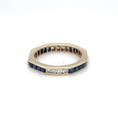 14KY 0.64CTW SAPPHIRE-DIAMOND ETERNITY RING "AA" SI/G-H 2.0G