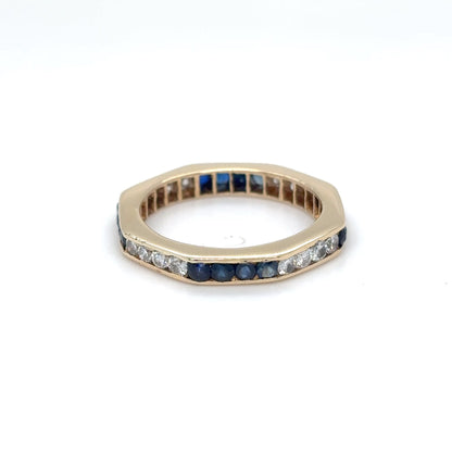 14KY 0.64CTW SAPPHIRE-DIAMOND ETERNITY RING "AA" SI/G-H 2.0G
