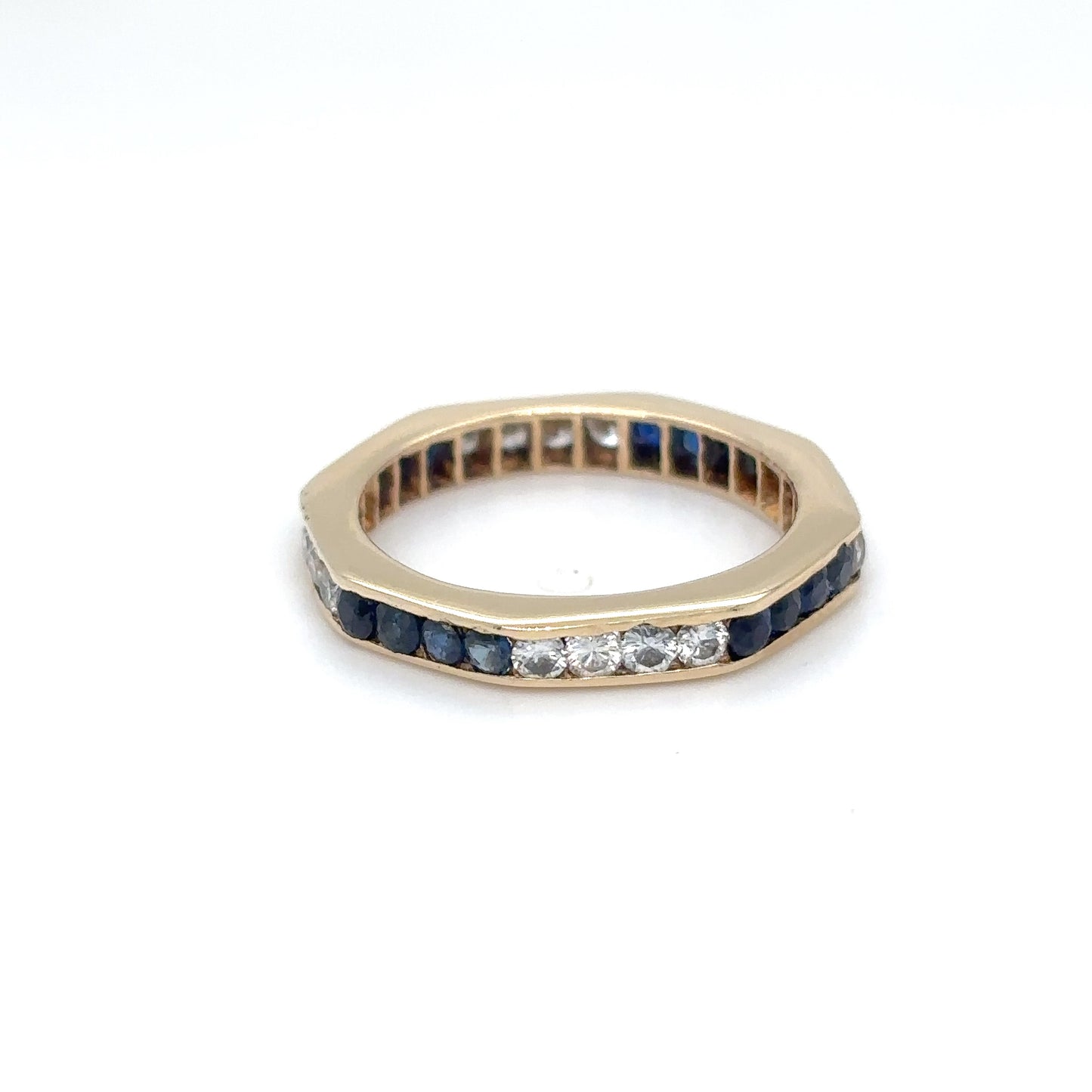 14KY 0.64CTW SAPPHIRE-DIAMOND ETERNITY RING "AA" SI/G-H 2.0G