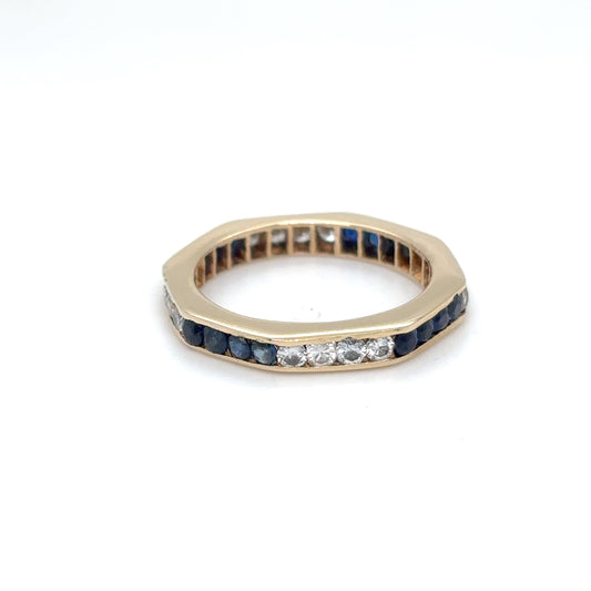 14KY 0.64CTW SAPPHIRE-DIAMOND ETERNITY RING "AA" SI/G-H 2.0G-Fine Jewelry in Bradenton &amp; Lakewood Ranch, Fl. | Michael &amp; Co. Jewelers