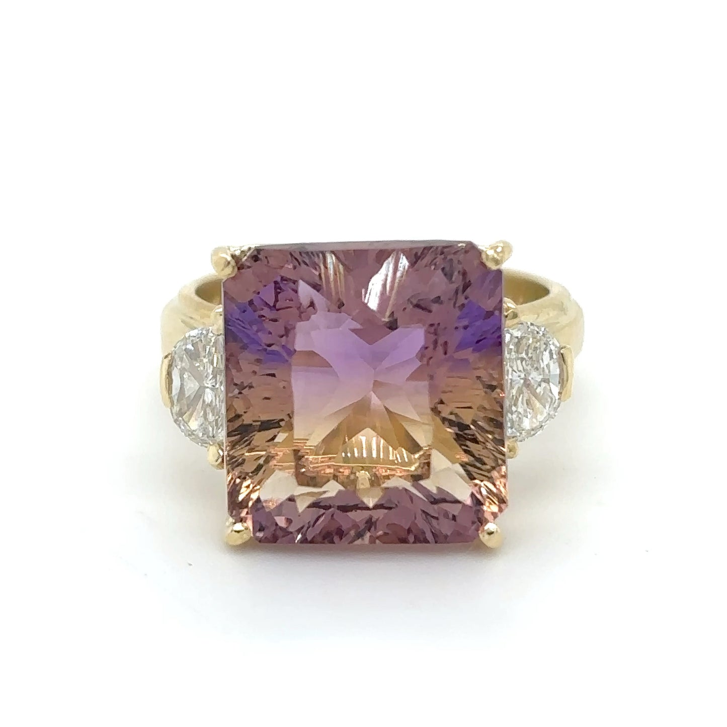 18KY 11.06CTW AMETRINE-HALF MOON DIAMOND RING VS/G-H