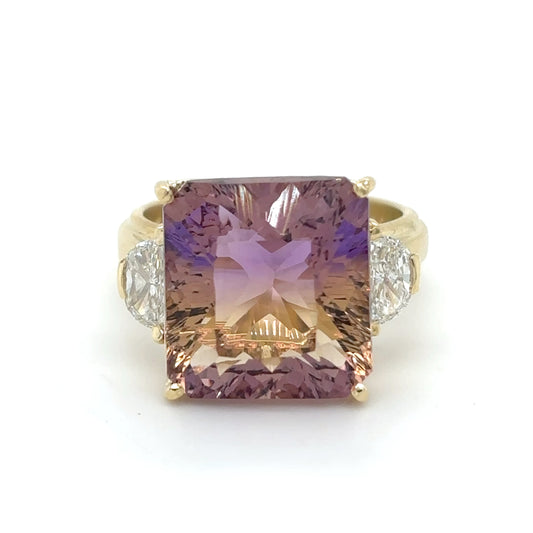 18KY 11.06CTW AMETRINE-HALF MOON DIAMOND RING VS/G-H-Fine Jewelry in Bradenton &amp; Lakewood Ranch, Fl. | Michael &amp; Co. Jewelers