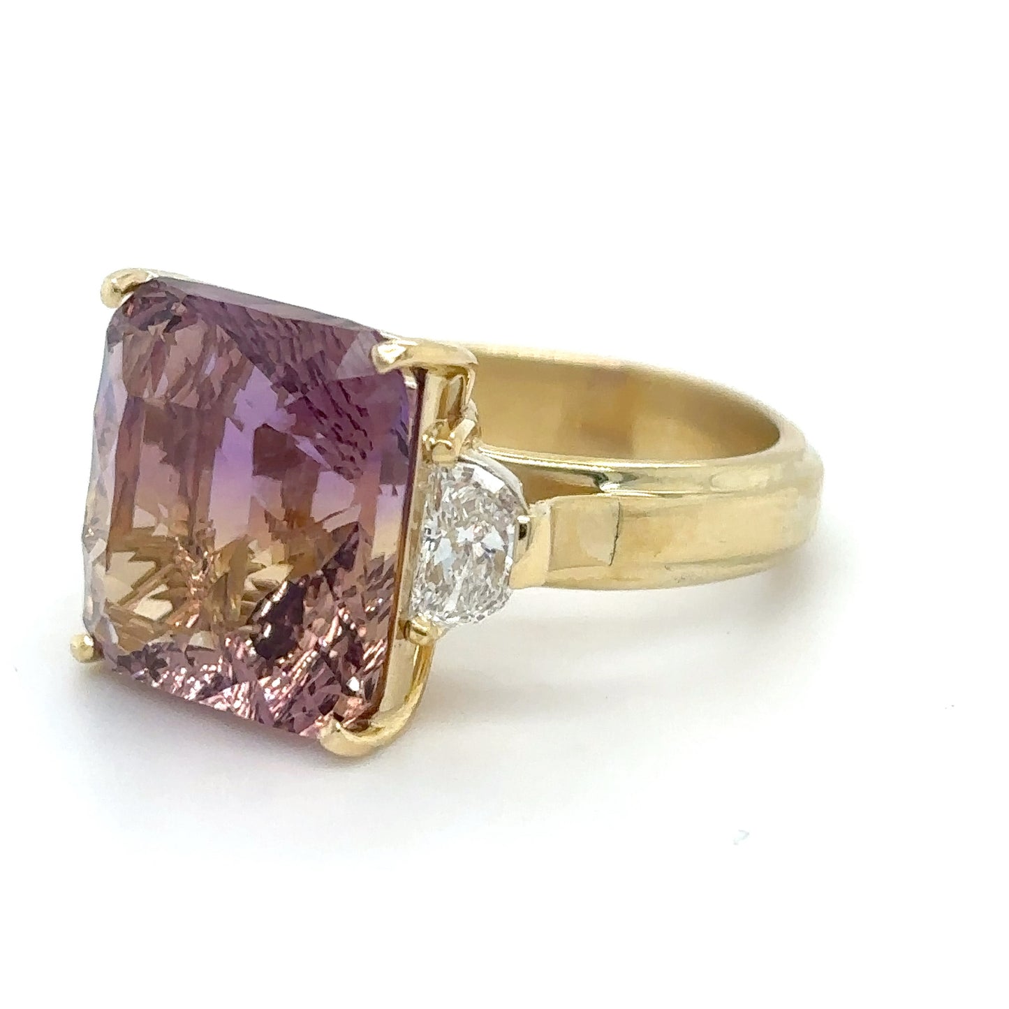 18KY 11.06CTW AMETRINE-HALF MOON DIAMOND RING VS/G-H