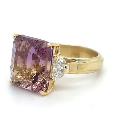 18KY 11.06CTW AMETRINE-HALF MOON DIAMOND RING VS/G-H