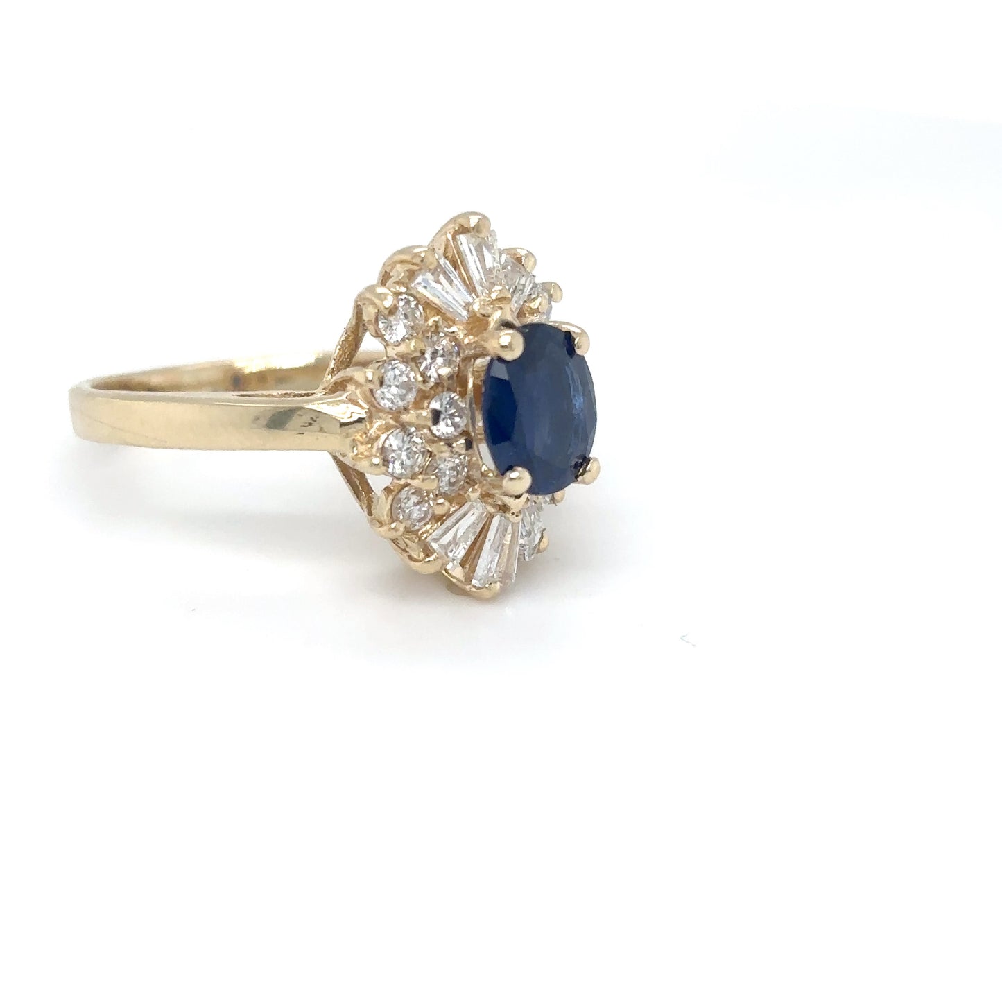 14KY 2.46CTW BLUE SAPPHIRE-DIAMOND RING "AAA" SI1/G 6.1G