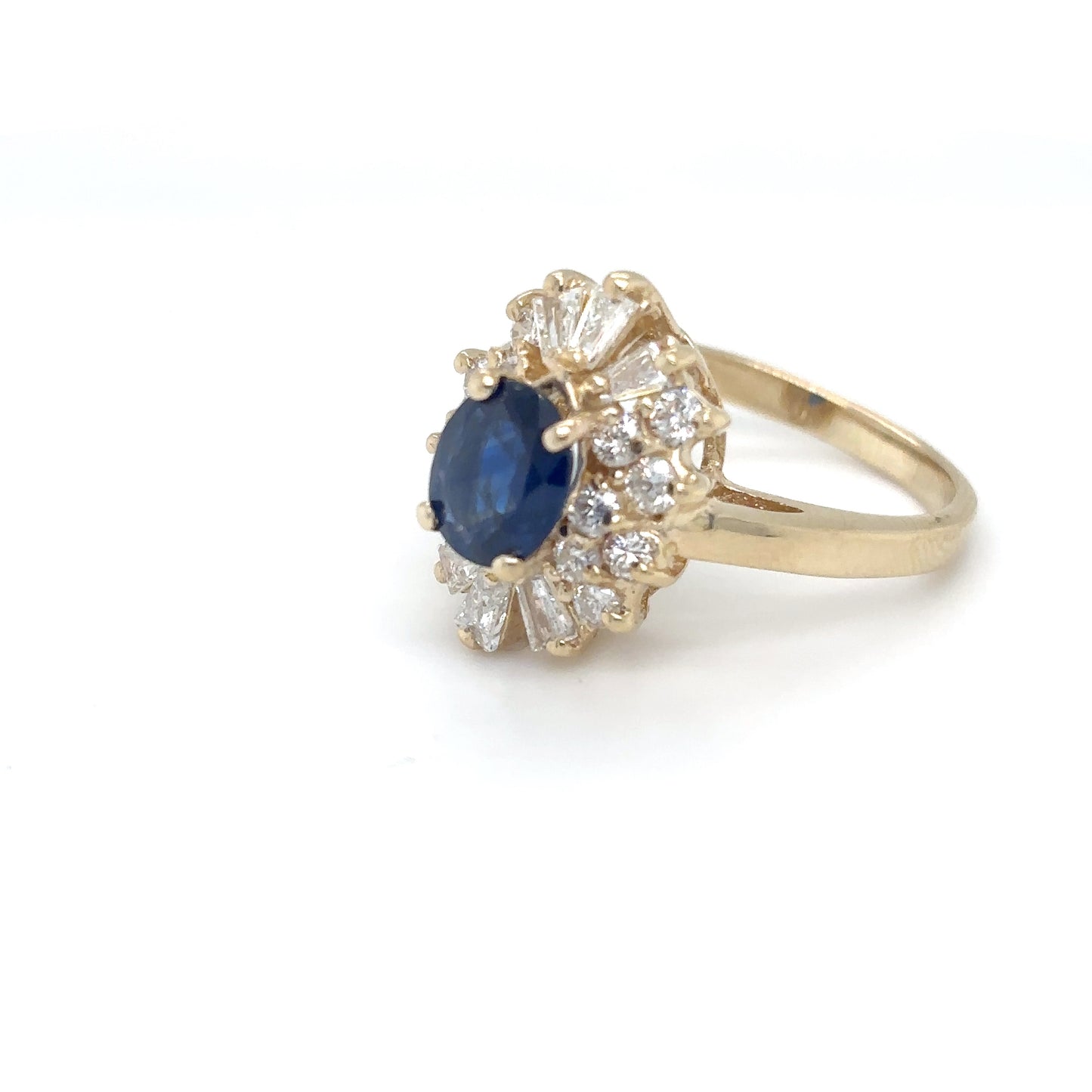 14KY 2.46CTW BLUE SAPPHIRE-DIAMOND RING "AAA" SI1/G 6.1G