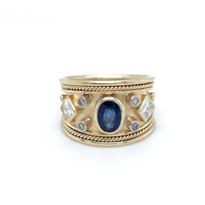 14KY 1.81CTW BLUE SAPPHIRE-DIAMOND RING "AAA" SI1/F-G 9.1G
