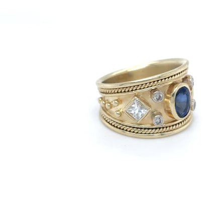 14KY 1.81CTW BLUE SAPPHIRE-DIAMOND RING "AAA" SI1/F-G 9.1G