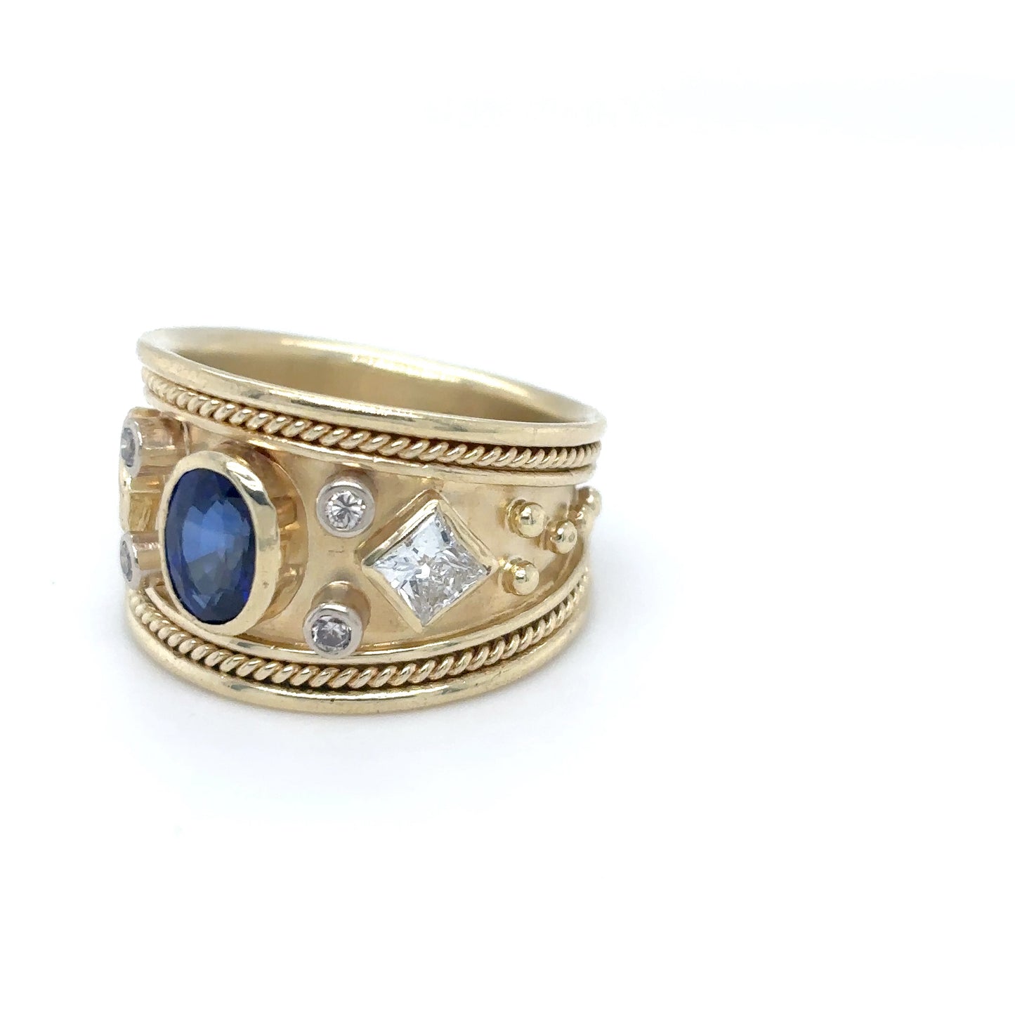 14KY 1.81CTW BLUE SAPPHIRE-DIAMOND RING "AAA" SI1/F-G 9.1G