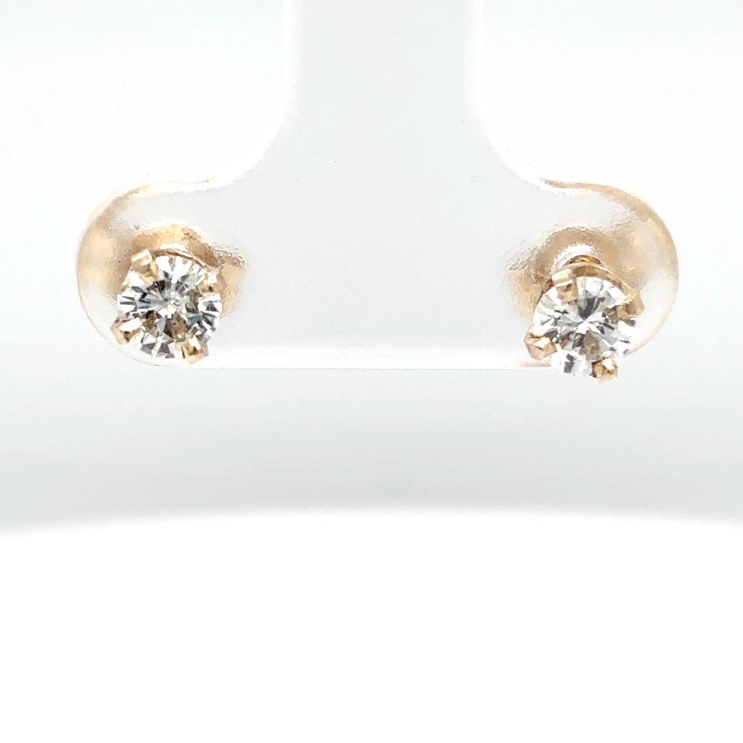 14KY 0.50CTW ROUND BRILLIANT DIAMOND SOLITAIRE EARRINGS I1/I-J