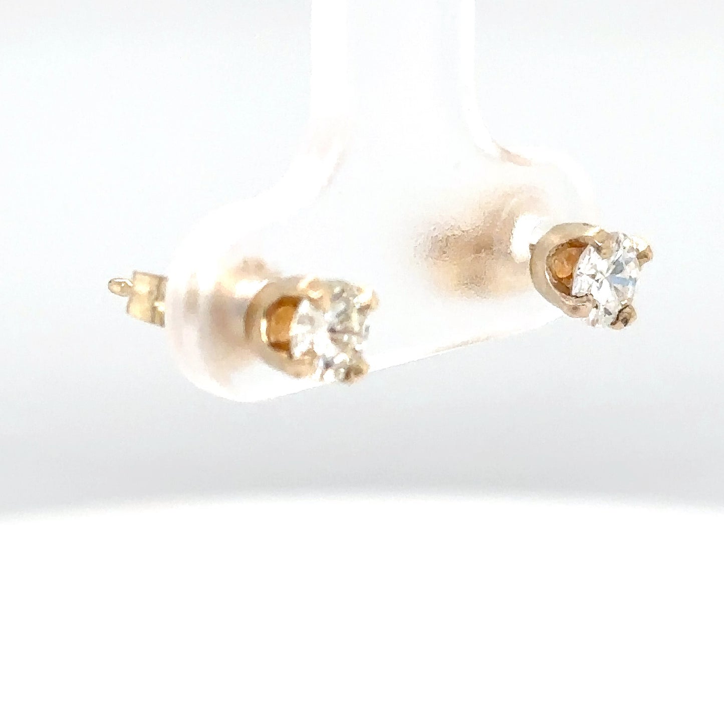 14KY 0.50CTW ROUND BRILLIANT DIAMOND SOLITAIRE EARRINGS I1/I-J