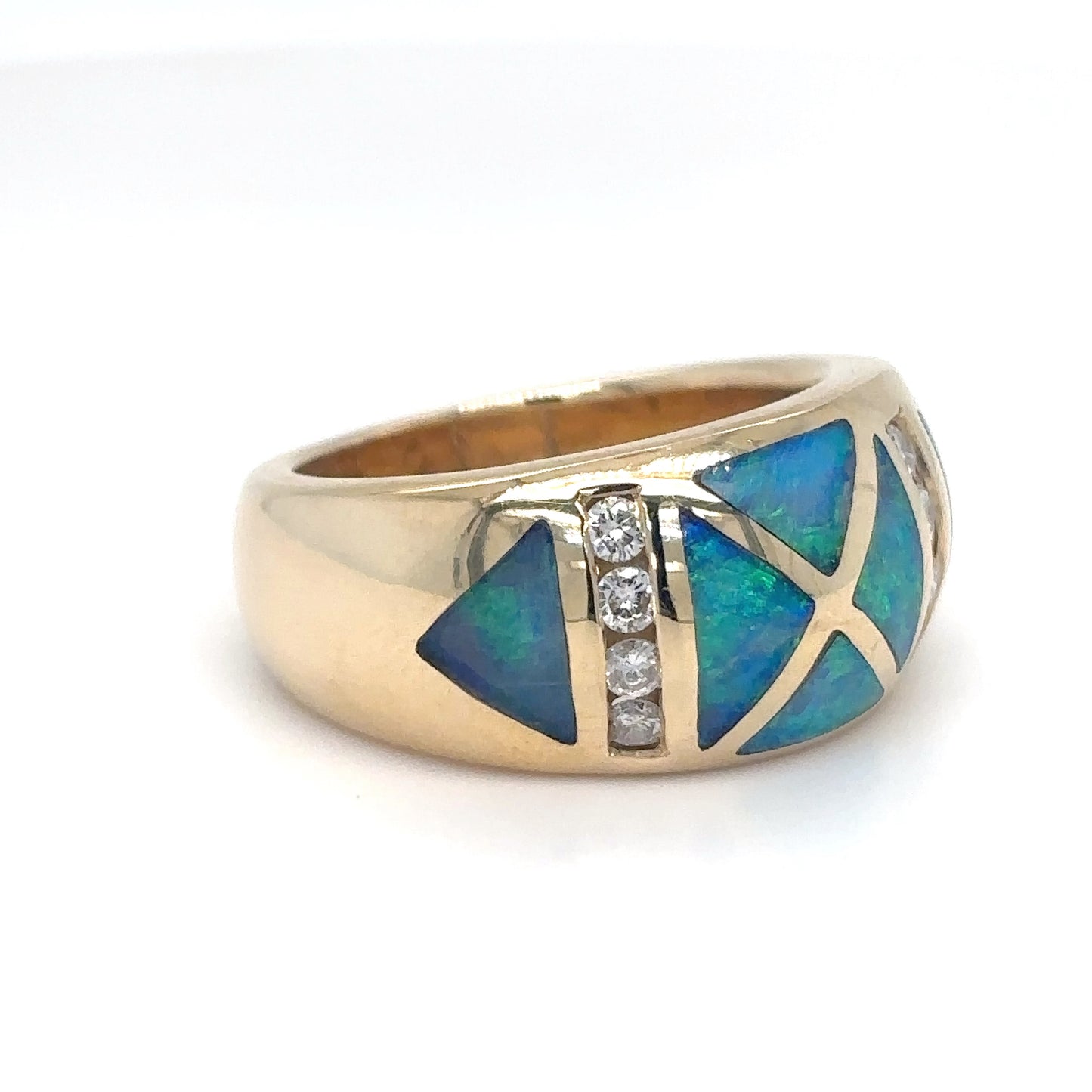 14KY INLAID OPAL-0.25CTW DIAMOND RING SI/G-H 15.1G