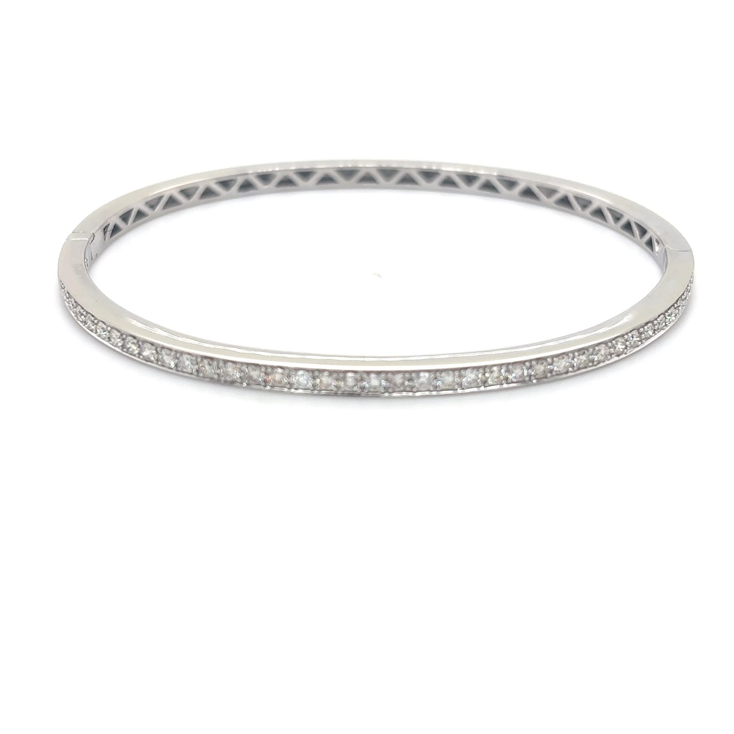 14KW 0.75CTW ROUND BRILLIANT DIAMOND BANGLE BRACELET SI1/I-J 10.5G
