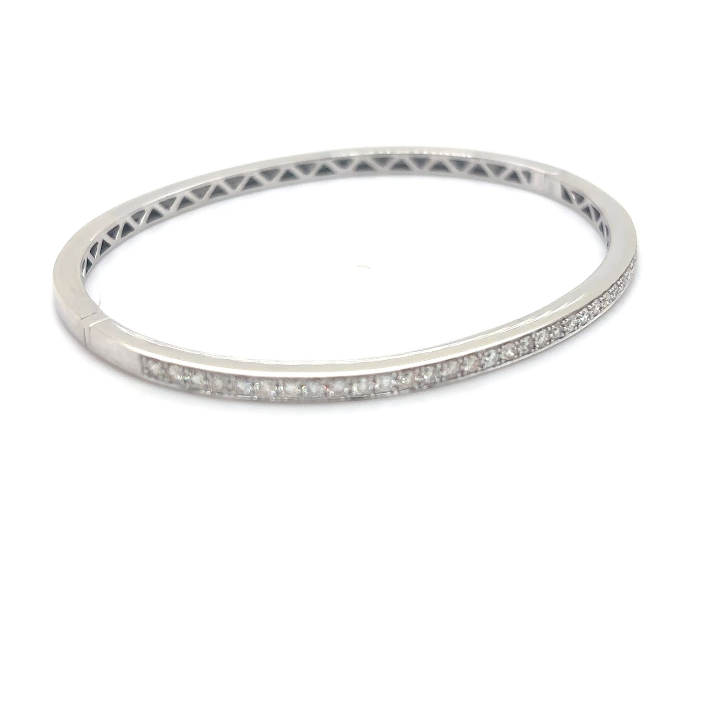 14KW 0.75CTW ROUND BRILLIANT DIAMOND BANGLE BRACELET SI1/I-J 10.5G