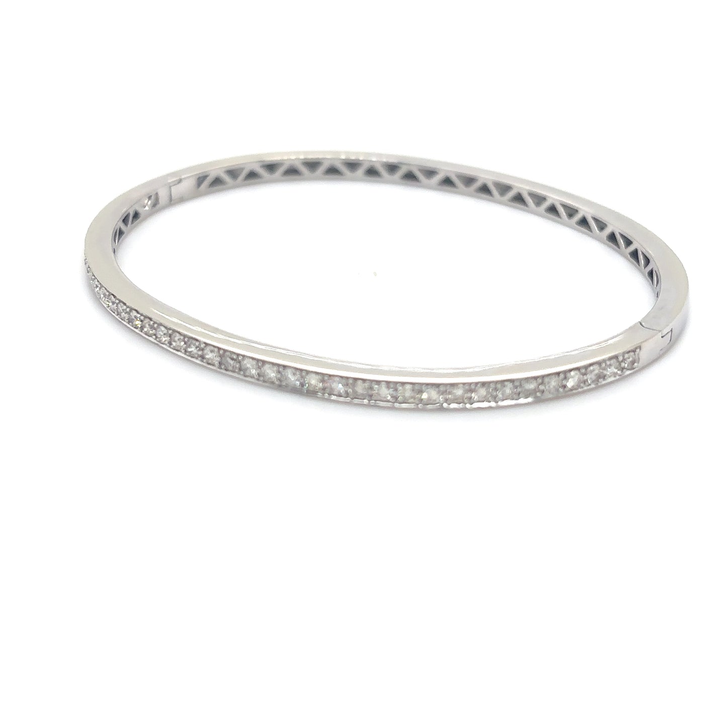 14KW 0.75CTW ROUND BRILLIANT DIAMOND BANGLE BRACELET SI1/I-J 10.5G