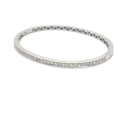 14KW 0.75CTW ROUND BRILLIANT DIAMOND BANGLE BRACELET SI1/I-J 10.5G