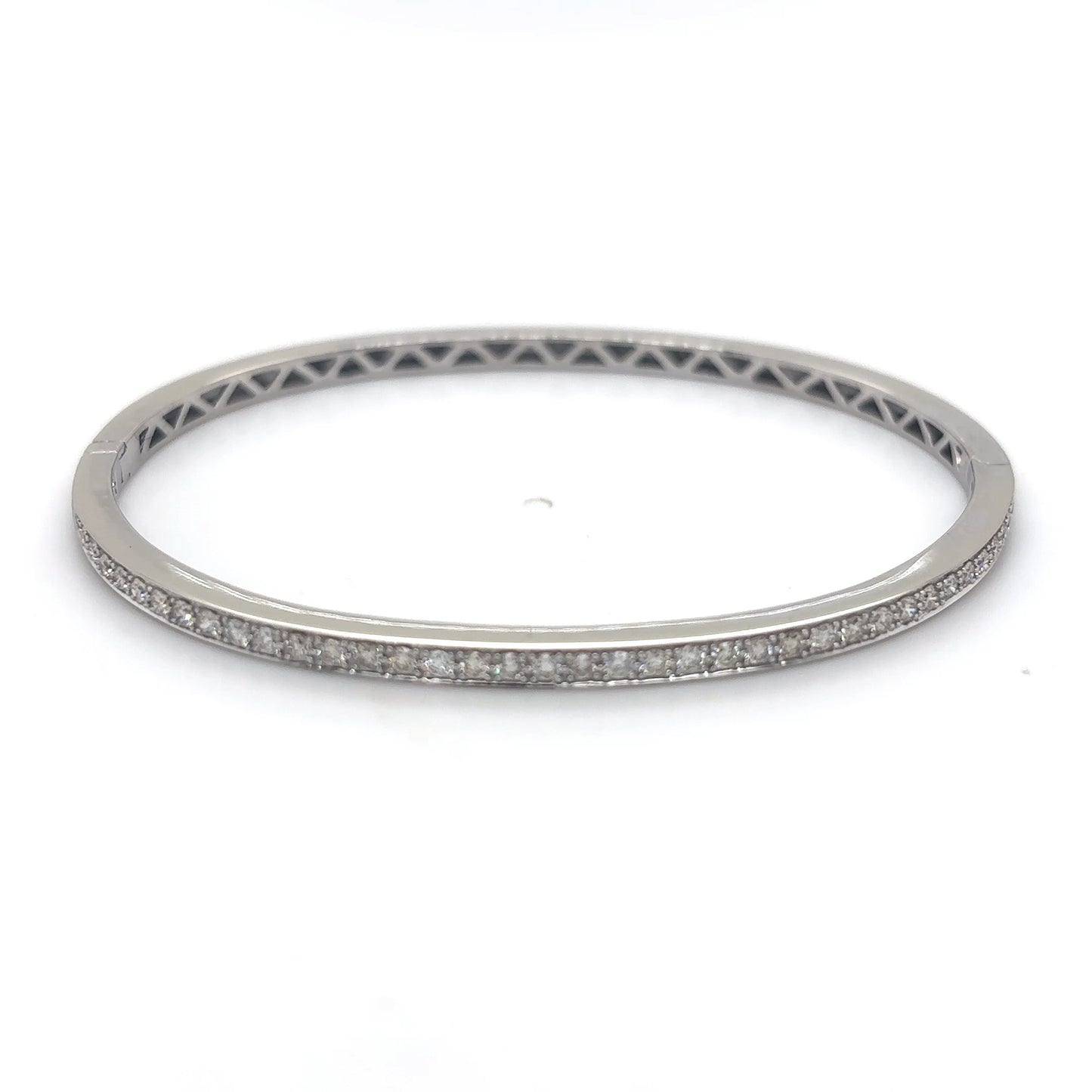 14KW 0.75CTW ROUND BRILLIANT DIAMOND BANGLE BRACELET SI1/I-J 10.5G