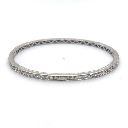 14KW 0.75CTW ROUND BRILLIANT DIAMOND BANGLE BRACELET SI1/I-J 10.5G