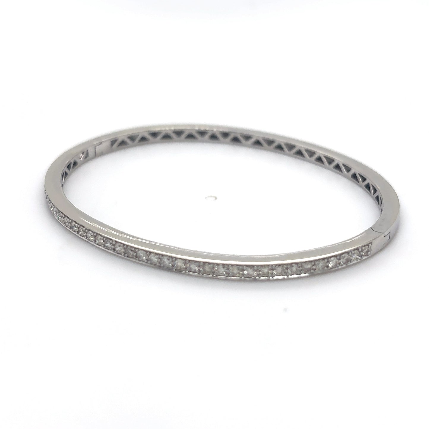 14KW 0.75CTW ROUND BRILLIANT DIAMOND BANGLE BRACELET SI1/I-J 10.5G