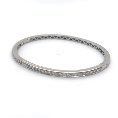 14KW 0.75CTW ROUND BRILLIANT DIAMOND BANGLE BRACELET SI1/I-J 10.5G