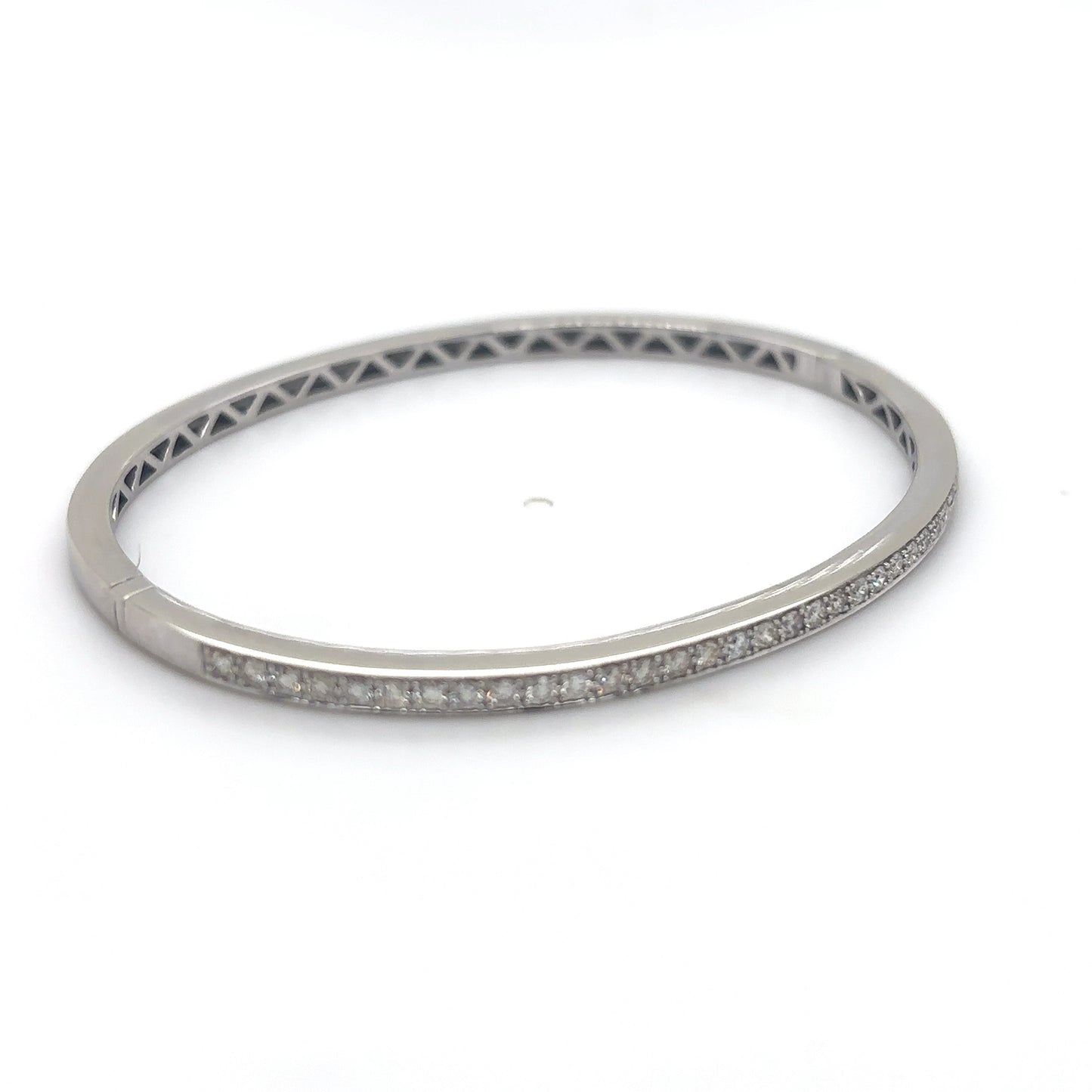 14KW 0.75CTW ROUND BRILLIANT DIAMOND BANGLE BRACELET SI1/I-J 10.5G