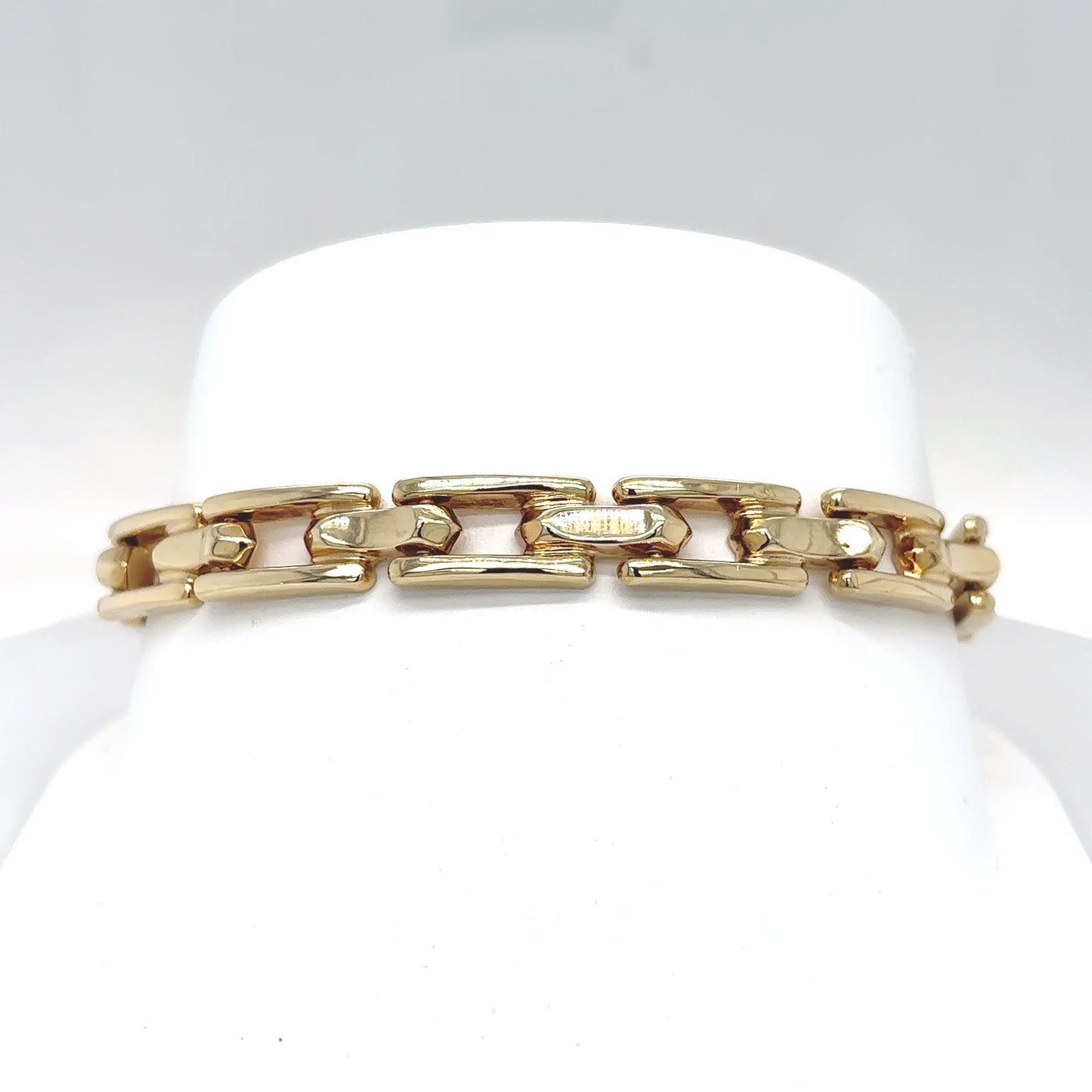 14KY 7.5" 7.25MM FASHION RECTANGLE LINK BRACELET 11.4G