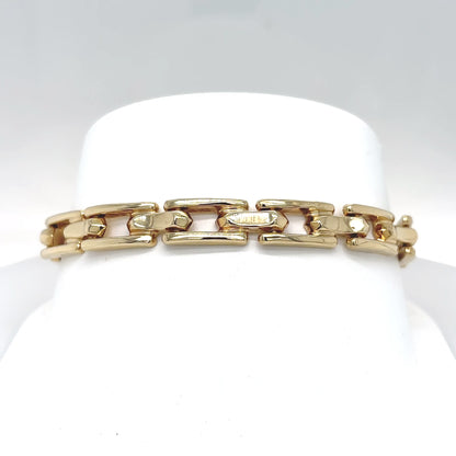14KY 7.5" 7.25MM FASHION RECTANGLE LINK BRACELET 11.4G
