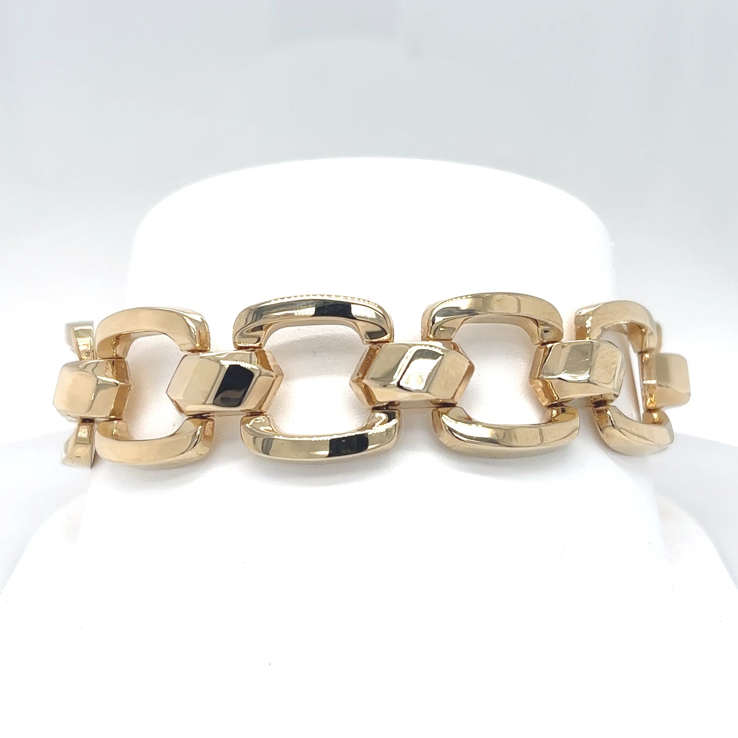 14KY 7.5" 16MM FASHION SQUARE LINK BRACELET 18.8G