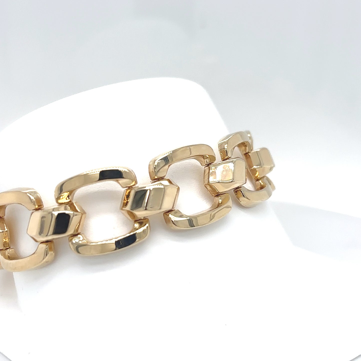 14KY 7.5" 16MM FASHION SQUARE LINK BRACELET 18.8G