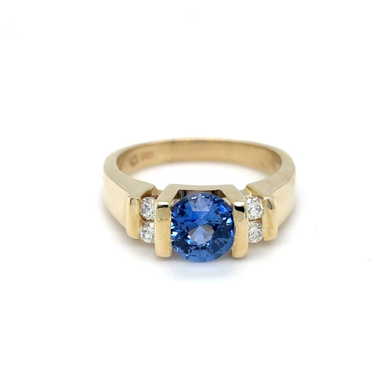 14KY 1.61CTW "CEYLON" BLUE SAPPHIRE-DIAMOND RING VS/F-G 5.5G-Fine Jewelry in Bradenton &amp; Lakewood Ranch, Fl. | Michael &amp; Co. Jewelers