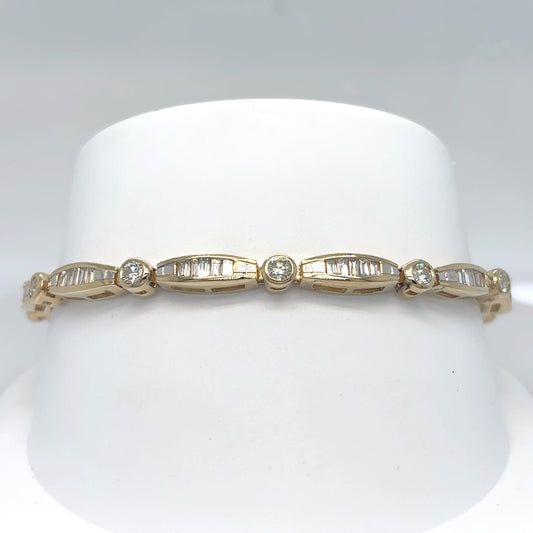 14KY 7.5" 4.00CTW BAGUETTE-ROUND BRILLIANT DIAMOND BRACELET VS/G-H 14.3G-Fine Jewelry in Bradenton &amp; Lakewood Ranch, Fl. | Michael &amp; Co. Jewelers