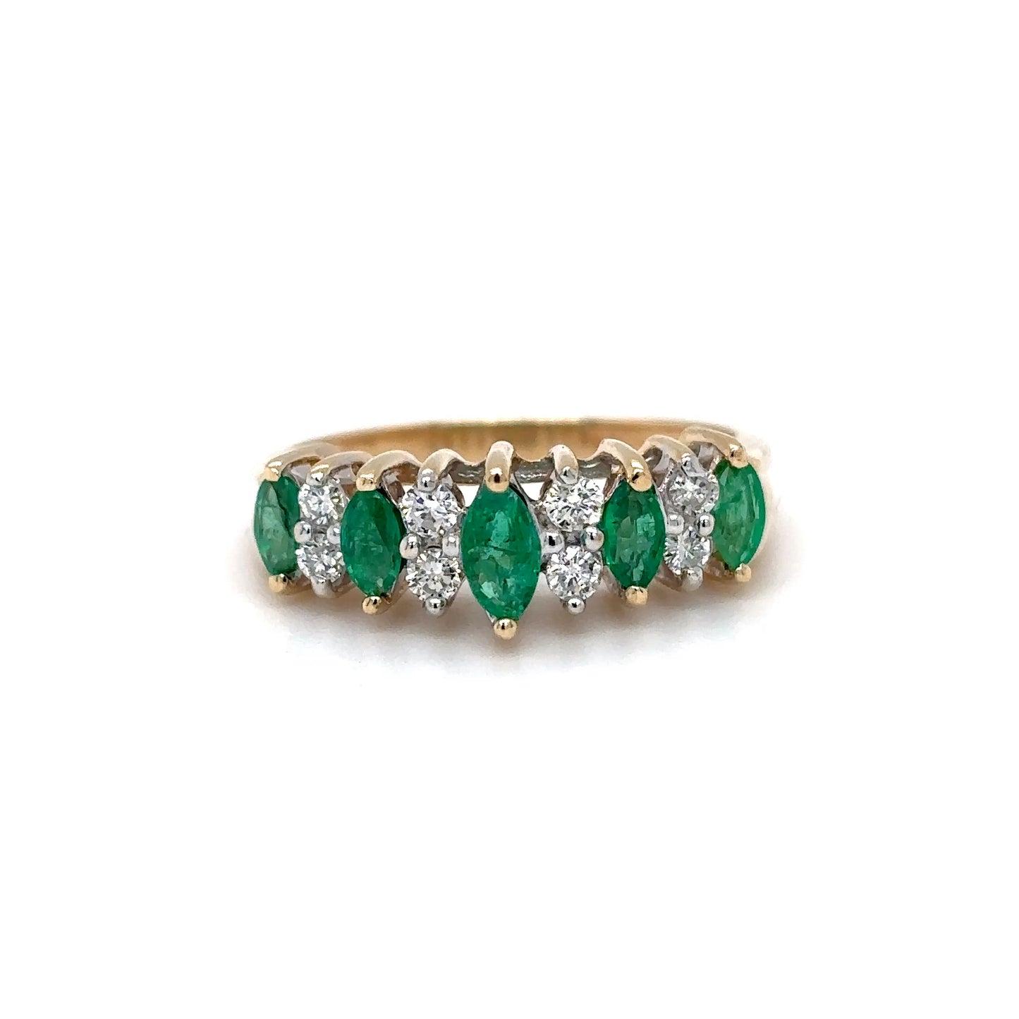 14KY 0.55CTW EMERALD-DIAMOND RING "AA" SI1/G-H 3.2G