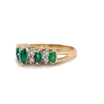 14KY 0.55CTW EMERALD-DIAMOND RING "AA" SI1/G-H 3.2G